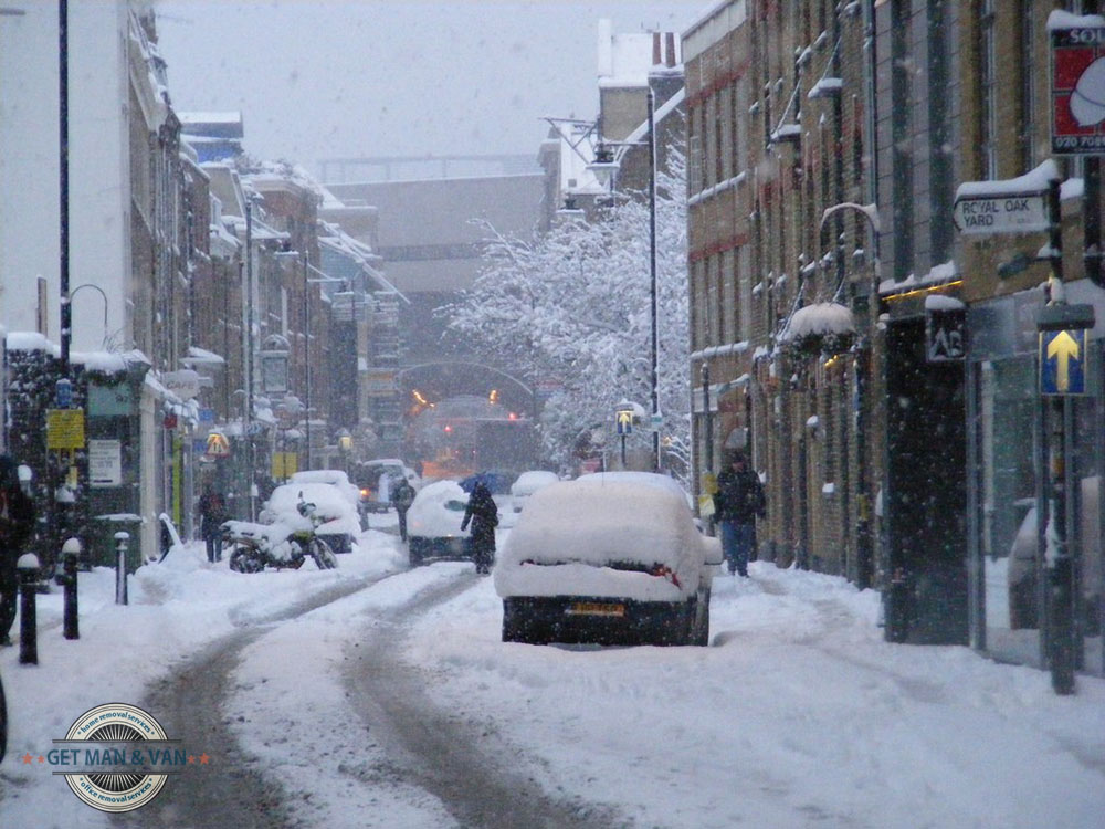 Winter street in London
